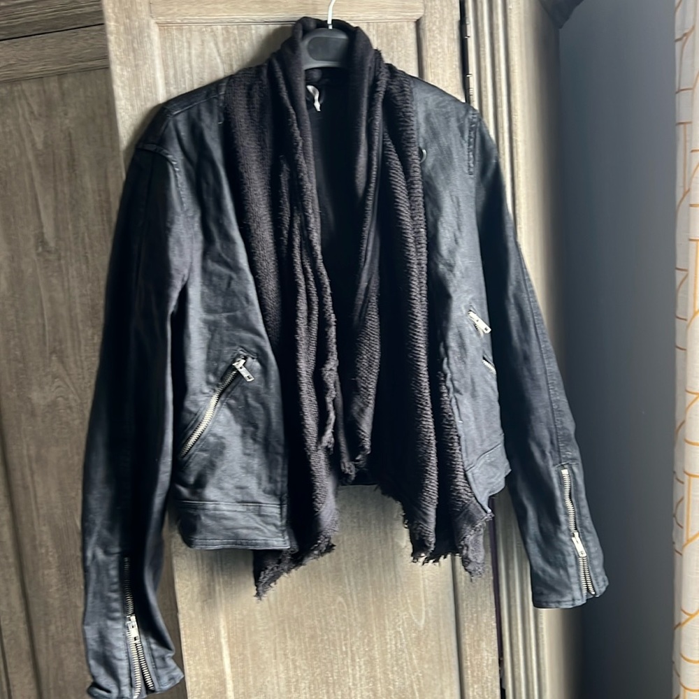 Free People: cropped black jacket; moto-styling